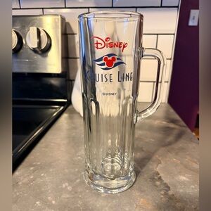 Disney Cruise Line Tall Glass Beer  Stein Mug with Red and Blue Accents libbey